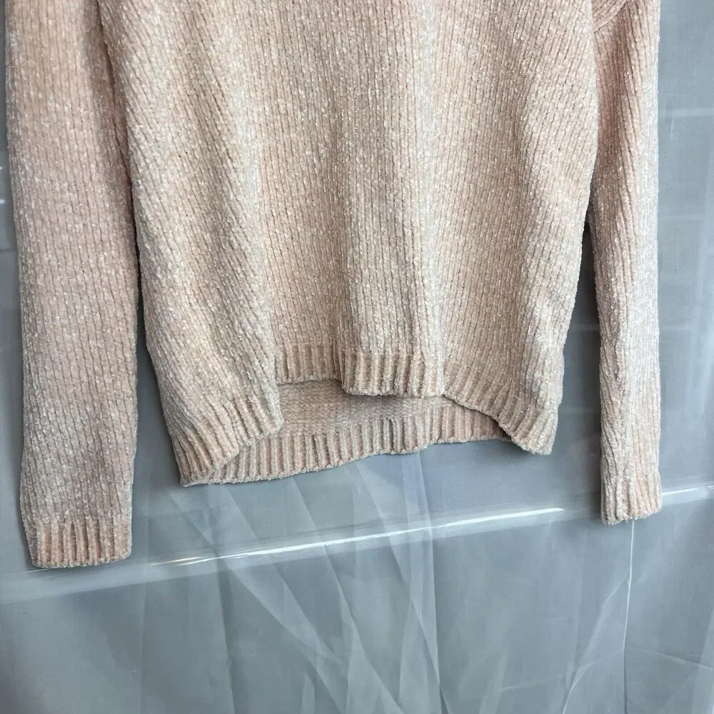 NWT michael michael kors baby pink chenille foldover neck sweater sz Small